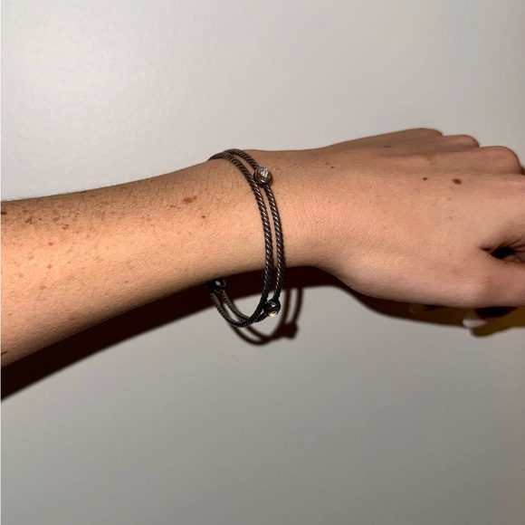 David Yurman Sterling Silver Crystal Color Classics Cable Bangle Bracelet - Picture 8 of 8